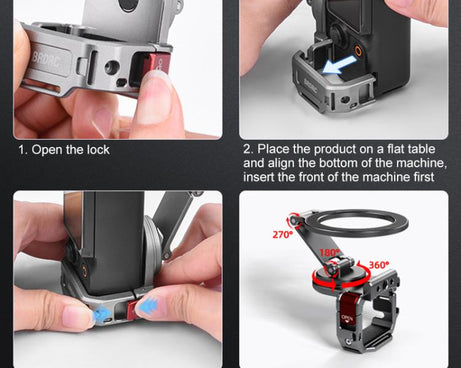 BRDRC Smartphone Teleprompter Stand Desktop Clamp Cold Shoe Extension Mount