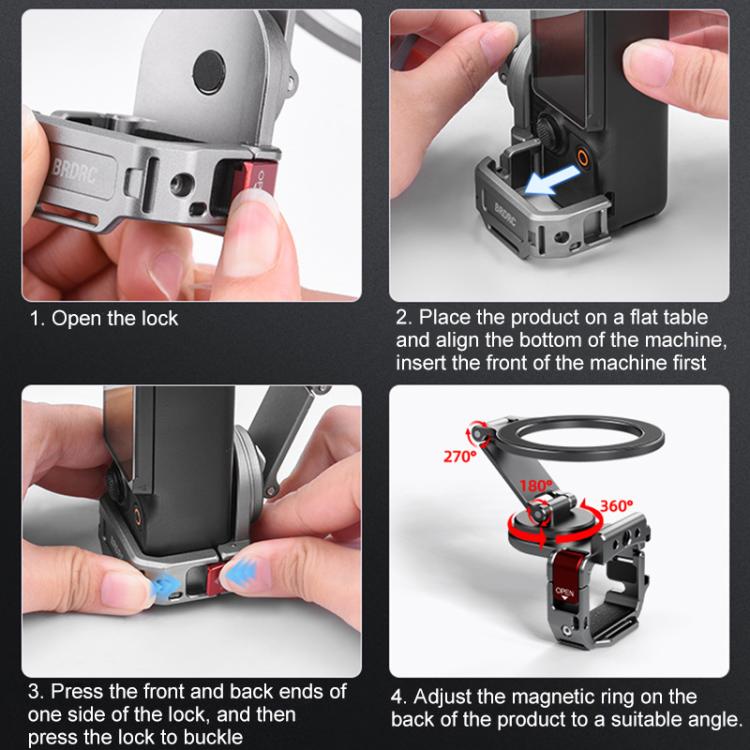 BRDRC Smartphone Teleprompter Stand Desktop Clamp Cold Shoe Extension Mount