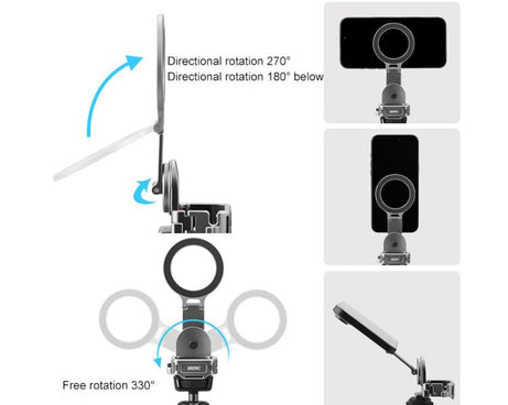 BRDRC Smartphone Teleprompter Stand Desktop Clamp Cold Shoe Extension Mount