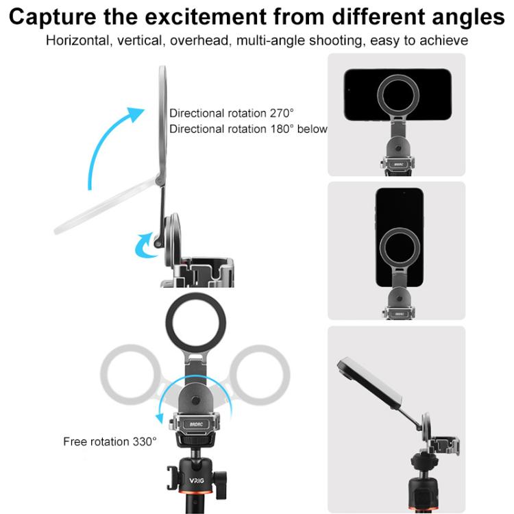 BRDRC Smartphone Teleprompter Stand Desktop Clamp Cold Shoe Extension Mount