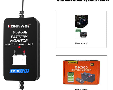KONNWEI BK300 6V / 12V / 24V Car Bluetooth 5.0 Battery Monitor Diagnostic Tool, BK300