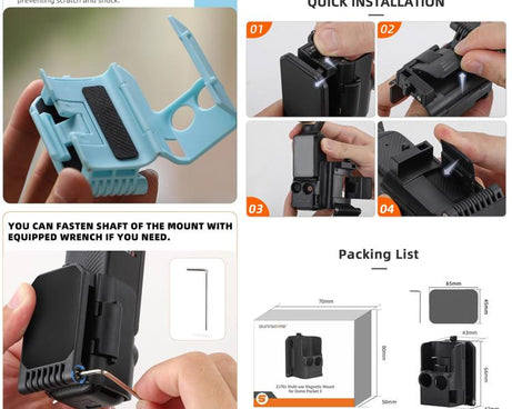 Sunnylife Multifunctional Magnetic Mount Tabletop Base Bracket, For DJI OSMO Pocket 3