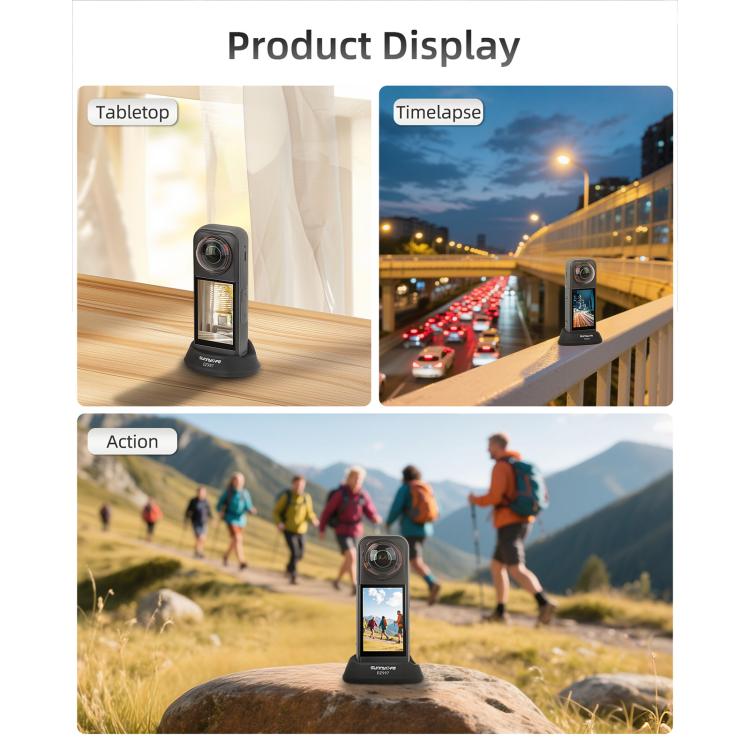 For Insta360 X5 / X4 Sunnylife Silicone Stand Base, Car Base, Tabletop Base