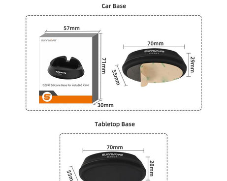 For Insta360 X5 / X4 Sunnylife Silicone Stand Base, Car Base, Tabletop Base