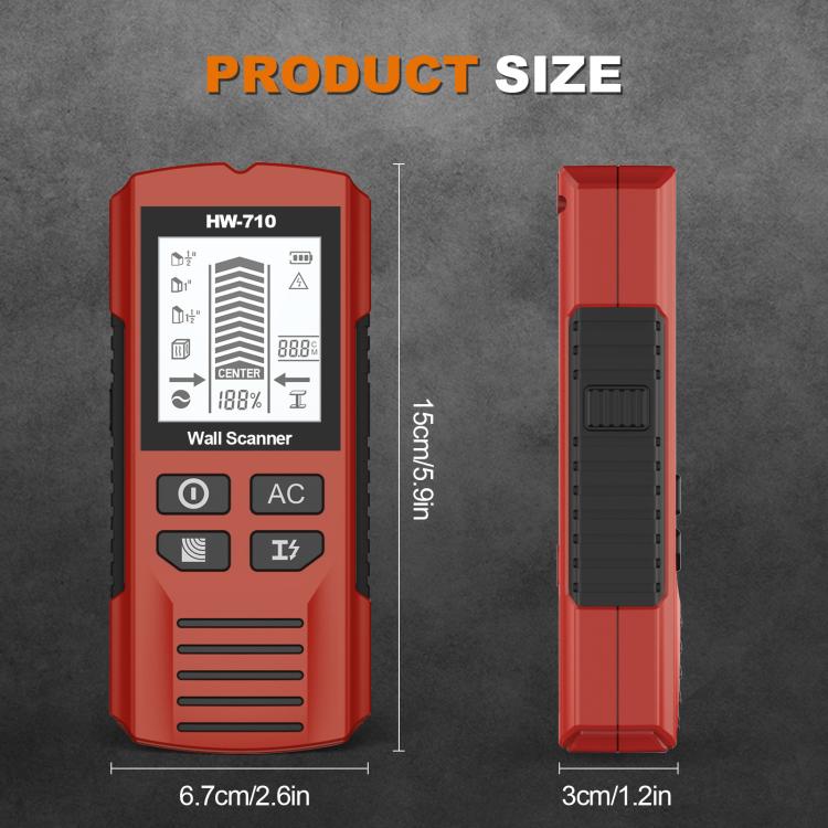 HW-710 5-in-1 Wall Scanner Metal Detector Stud Finder Measuring Instrument