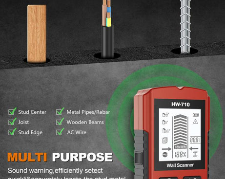 HW-710 5-in-1 Wall Scanner Metal Detector Stud Finder Measuring Instrument