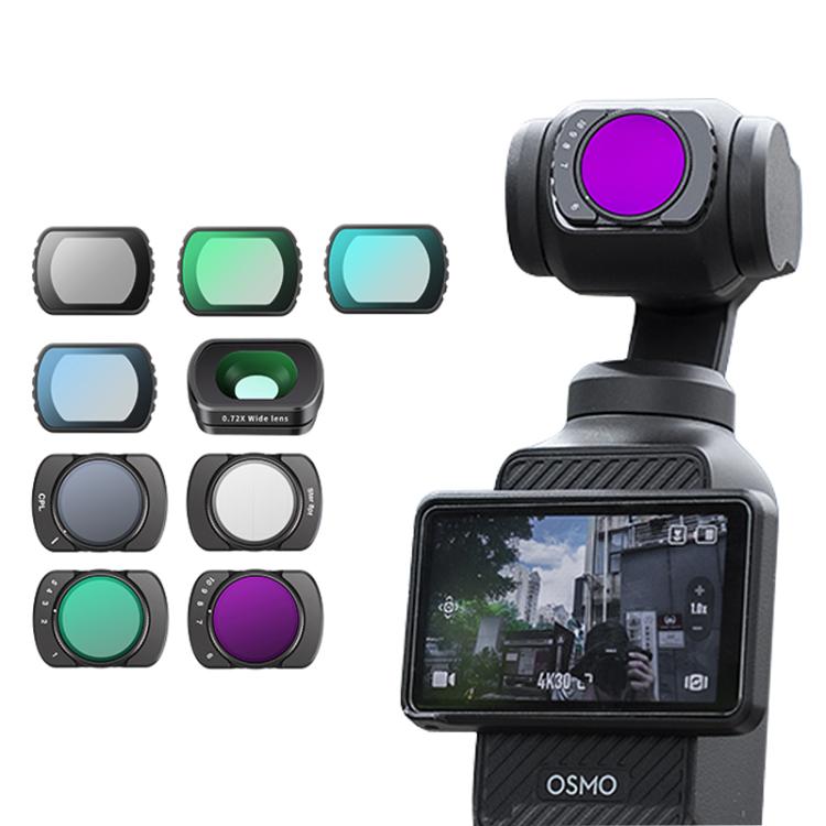 For DJI Osmo Pocket 3 Camera Lens Filter, 0.72X Wide Lens, Black Mist 1/4, ND8, NIGHT, UV, Adjustable CPL, VND1-5, VND6-10, Adjustable STAR