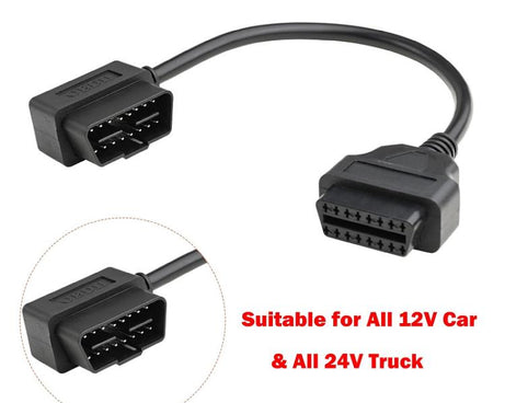 16 Pin Male to OBD2 Female Elbow Connection Cable OBD2 Extension Adapter, 16 Pin Male to OBD2 Female