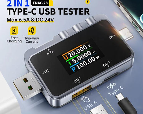 Fnirsi FNAC-28 Multi-function Type-C & USB Professional Grade Ripple Monitoring Tester