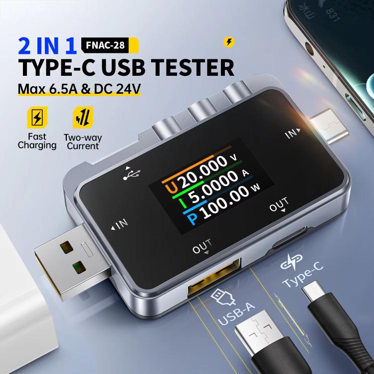 Fnirsi FNAC-28 Multi-function Type-C & USB Professional Grade Ripple Monitoring Tester