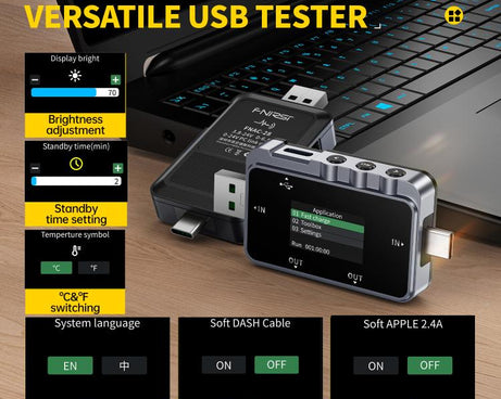 Fnirsi FNAC-28 Multi-function Type-C & USB Professional Grade Ripple Monitoring Tester