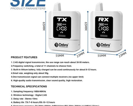 DEBRA ST-mini 2.4G Stereo Wireless Monitor System Transmitter & Receiver