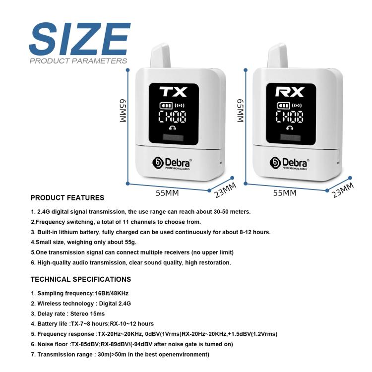 DEBRA ST-mini 2.4G Stereo Wireless Monitor System Transmitter & Receiver