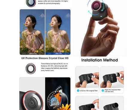 For Insta360 GO Ultra STARTRC Camera Lens Filter, CPL, Black Mist 1/4, UV, ND32, 4 in 1 ND32/64 UV CPL