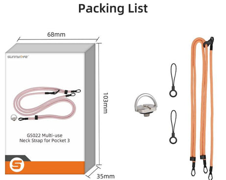 Sunnylife Neck Crossbody Strap Hanging Sling Hands-free Anti-fall Rope 1/4 Screw Neck Lanyard Shoulder Strap