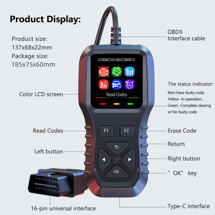 K1 Car OBDII Diagnostic Tool Smart Engine Fault Detector, K1