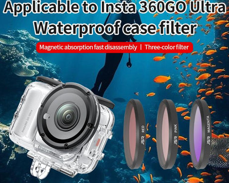 For Insta360 GO Ultra JSR Diving Filter for Waterproof Case, UV, CPL, ND8, ND16, ND32, STAR, NIGHT, Pink Filter, Red Filter, Purple Filter, 4 in 1 CPLND8/16/32, 3 in 1 3-Color Filter, 8 in 1 ND CPL UV Mixed