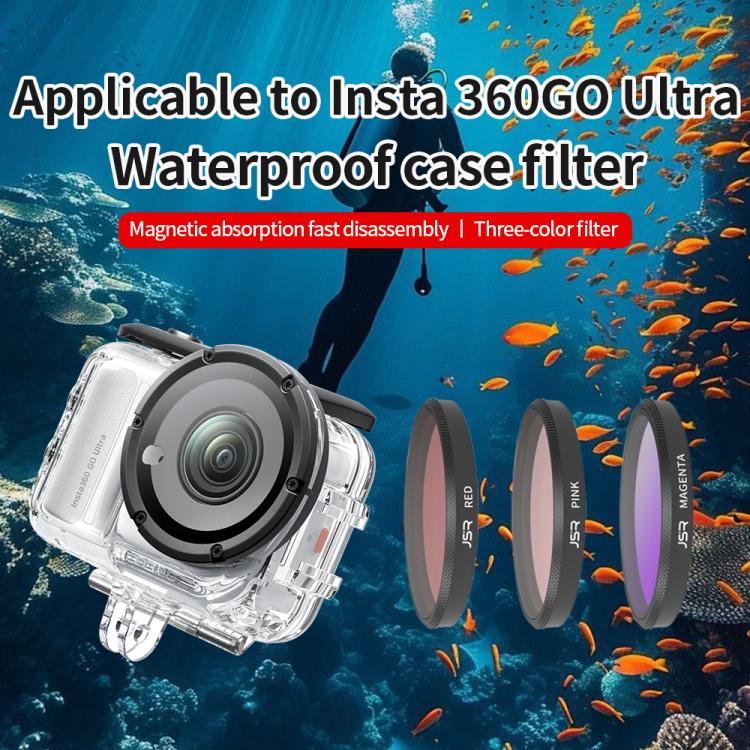 For Insta360 GO Ultra JSR Diving Filter for Waterproof Case, UV, CPL, ND8, ND16, ND32, STAR, NIGHT, Pink Filter, Red Filter, Purple Filter, 4 in 1 CPLND8/16/32, 3 in 1 3-Color Filter, 8 in 1 ND CPL UV Mixed