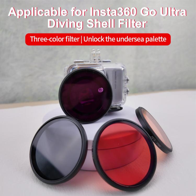 For Insta360 GO Ultra JSR Diving Filter for Waterproof Case, UV, CPL, ND8, ND16, ND32, STAR, NIGHT, Pink Filter, Red Filter, Purple Filter, 4 in 1 CPLND8/16/32, 3 in 1 3-Color Filter, 8 in 1 ND CPL UV Mixed