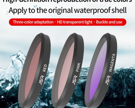 For Insta360 GO Ultra JSR Diving Filter for Waterproof Case, UV, CPL, ND8, ND16, ND32, STAR, NIGHT, Pink Filter, Red Filter, Purple Filter, 4 in 1 CPLND8/16/32, 3 in 1 3-Color Filter, 8 in 1 ND CPL UV Mixed