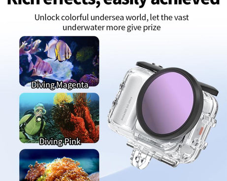 For Insta360 GO Ultra JSR Diving Filter for Waterproof Case, UV, CPL, ND8, ND16, ND32, STAR, NIGHT, Pink Filter, Red Filter, Purple Filter, 4 in 1 CPLND8/16/32, 3 in 1 3-Color Filter, 8 in 1 ND CPL UV Mixed