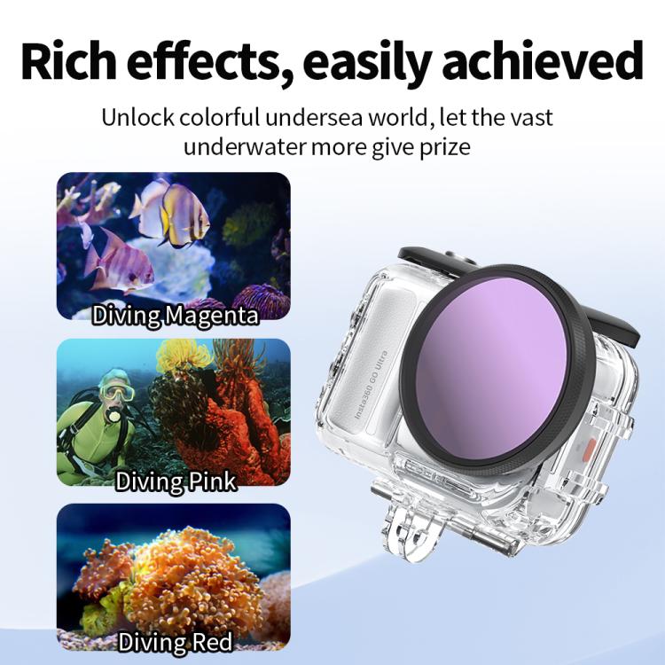 For Insta360 GO Ultra JSR Diving Filter for Waterproof Case, UV, CPL, ND8, ND16, ND32, STAR, NIGHT, Pink Filter, Red Filter, Purple Filter, 4 in 1 CPLND8/16/32, 3 in 1 3-Color Filter, 8 in 1 ND CPL UV Mixed