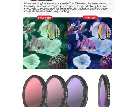 For Insta360 GO Ultra JSR Diving Filter for Waterproof Case, UV, CPL, ND8, ND16, ND32, STAR, NIGHT, Pink Filter, Red Filter, Purple Filter, 4 in 1 CPLND8/16/32, 3 in 1 3-Color Filter, 8 in 1 ND CPL UV Mixed
