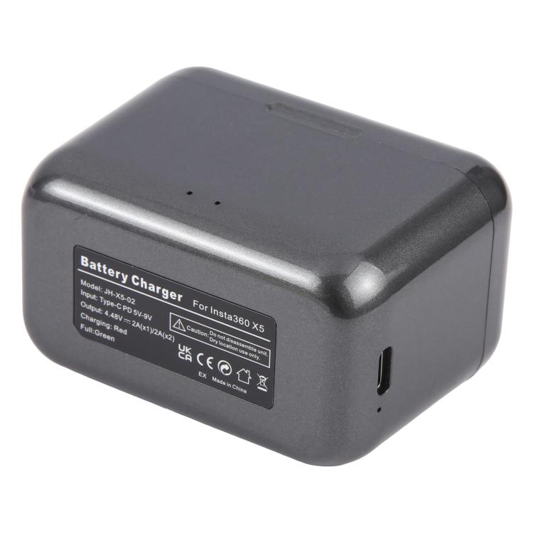 JH-X5-02 For Insta360 X5 Dual Batteries Charging Box Fast Charge Hub