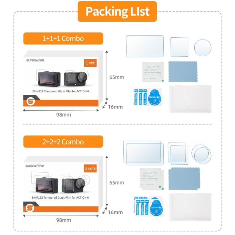 Sunnylife Screen Protector Tempered Glass Film For DJI Osmo Action 6