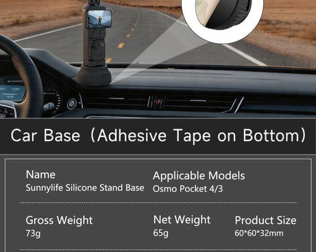 For DJI Osmo Pocket 4 / 3 Sunnylife Silicone Stand Base Car Center Console Base Desktop Stabilizer Supporting Holder, Car Base, Tabletop Base