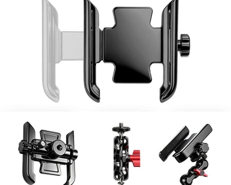 Aluminum Quick-Adjust Bicycle Extension Bar Mount, Phone Clamp Kit, Handlebar Tube Kit, Tube with Phone Clamp + Stick, Stick Tube Phone Clamp Combo Set