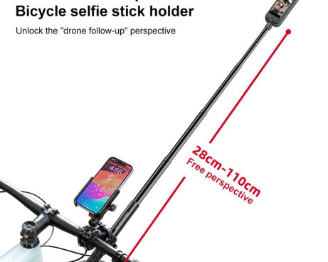 Aluminum Quick-Adjust Bicycle Extension Bar Mount, Phone Clamp Kit, Handlebar Tube Kit, Tube with Phone Clamp + Stick, Stick Tube Phone Clamp Combo Set