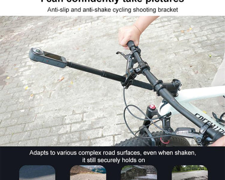 Aluminum Quick-Adjust Bicycle Extension Bar Mount, Phone Clamp Kit, Handlebar Tube Kit, Tube with Phone Clamp + Stick, Stick Tube Phone Clamp Combo Set