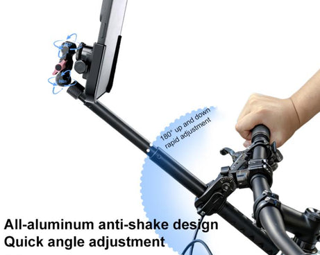 Aluminum Quick-Adjust Bicycle Extension Bar Mount, Phone Clamp Kit, Handlebar Tube Kit, Tube with Phone Clamp + Stick, Stick Tube Phone Clamp Combo Set