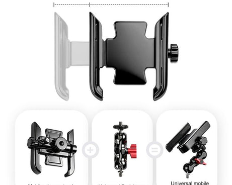 Aluminum Quick-Adjust Bicycle Extension Bar Mount, Phone Clamp Kit, Handlebar Tube Kit, Tube with Phone Clamp + Stick, Stick Tube Phone Clamp Combo Set