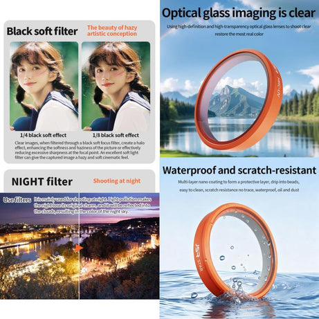 For DJI Osmo Action 6 JSR KO Series Camera Lens Filter, UV, CPL, ND8, ND16, ND32, ND64, ND8PL, ND16PL, ND32PL, ND64PL, STAR, NIGHT, Black Mist 1/4, 3 in 1 UV ND8/16, 4 in 1 ND8-64, 4 in 1 CPL ND8/16/32, 4 in 1 Black Mist CPL ND, 4 in 1 Macro CPL ND    ...