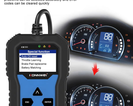 KONNWEI KW350 OBDII 12V Car Diagnostics Detector Scanner with 2 inch Black And White Display Screen V007 for Audi / Volkswagen, KW350