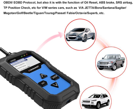 KONNWEI KW350 OBDII 12V Car Diagnostics Detector Scanner with 2 inch Black And White Display Screen V007 for Audi / Volkswagen, KW350