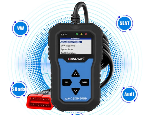 KONNWEI KW350 OBDII 12V Car Diagnostics Detector Scanner with 2 inch Black And White Display Screen V007 for Audi / Volkswagen, KW350