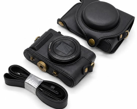 Full Body Retro Vegan Leather Camera Case Bag with Strap, For Sony DSC-WX500