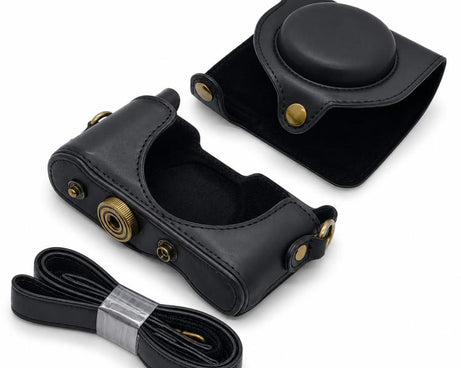 Full Body Retro Vegan Leather Camera Case Bag with Strap, For Sony DSC-WX500