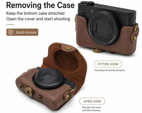 Full Body Retro Vegan Leather Camera Case Bag with Strap, For Sony DSC-WX500