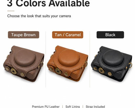 Full Body Retro Vegan Leather Camera Case Bag with Strap, For Sony DSC-WX500