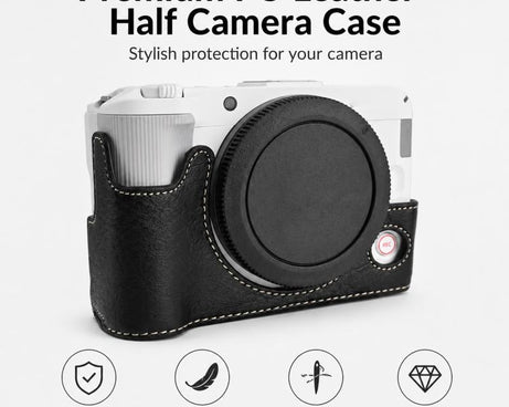 Litchi Texture Vegan Leather Camera Half Case Base, For Canon EOS R50 V