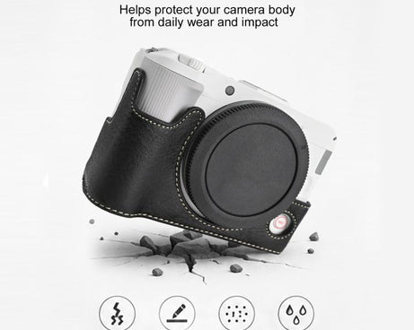 Litchi Texture Vegan Leather Camera Half Case Base, For Canon EOS R50 V
