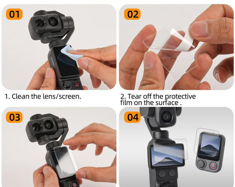 Sunnylife Tempered Glass Film For DJI Osmo Pocket 4P / 4 / 3, Screen & Remote Film 2 Sets, Screen & Remote Film, Screen Film 2pcs, Screen Film