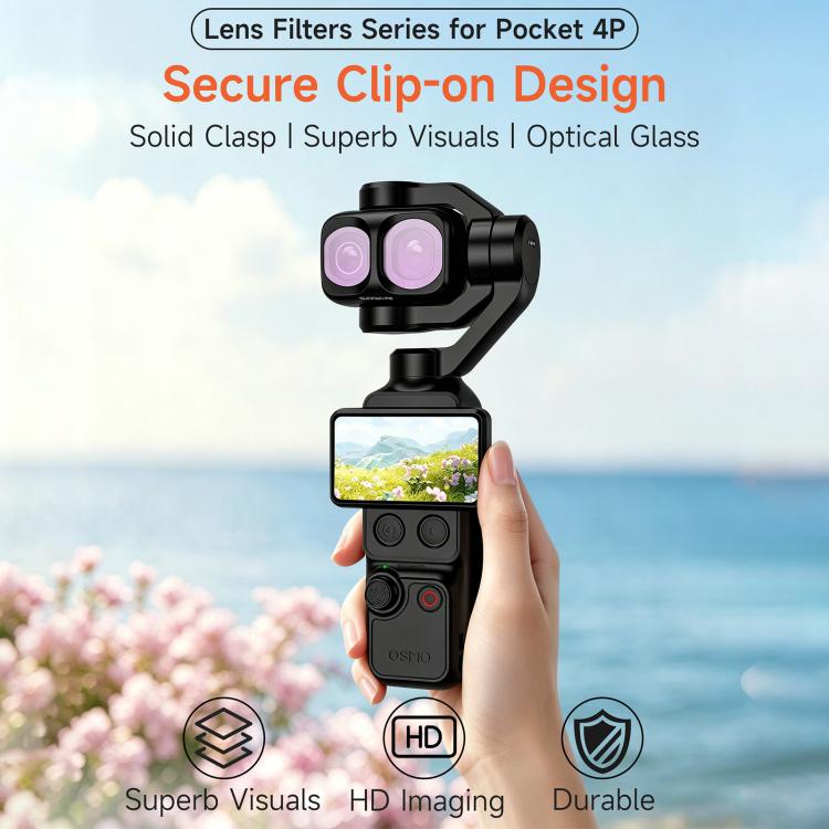 For DJI Osmo Pocket 4P Sunnylife Camera Lens Filter, MCUV, CPL, ND8, ND16, ND32, ND64, ND8/PL, ND16/PL, ND32/PL, ND64/PL, Black Mist 1/4, 3 in 1 Shadow Filter Set, 3 in 1 Mixed Filter Set, 4 in 1 ND/PL Set, 4 in 1 ND Set, 4 in 1 Mixed Filter Set       ...