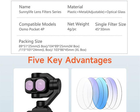 For DJI Osmo Pocket 4P Sunnylife Camera Lens Filter, MCUV, CPL, ND8, ND16, ND32, ND64, ND8/PL, ND16/PL, ND32/PL, ND64/PL, Black Mist 1/4, 3 in 1 Shadow Filter Set, 3 in 1 Mixed Filter Set, 4 in 1 ND/PL Set, 4 in 1 ND Set, 4 in 1 Mixed Filter Set       ...
