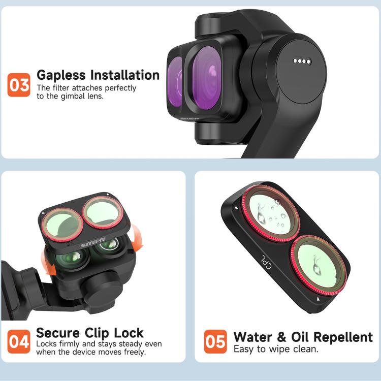 For DJI Osmo Pocket 4P Sunnylife Camera Lens Filter, MCUV, CPL, ND8, ND16, ND32, ND64, ND8/PL, ND16/PL, ND32/PL, ND64/PL, Black Mist 1/4, 3 in 1 Shadow Filter Set, 3 in 1 Mixed Filter Set, 4 in 1 ND/PL Set, 4 in 1 ND Set, 4 in 1 Mixed Filter Set       ...