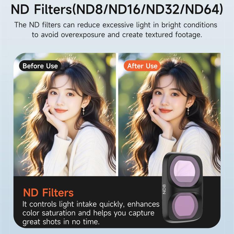For DJI Osmo Pocket 4P Sunnylife Camera Lens Filter, MCUV, CPL, ND8, ND16, ND32, ND64, ND8/PL, ND16/PL, ND32/PL, ND64/PL, Black Mist 1/4, 3 in 1 Shadow Filter Set, 3 in 1 Mixed Filter Set, 4 in 1 ND/PL Set, 4 in 1 ND Set, 4 in 1 Mixed Filter Set       ...